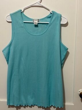 Hannah Ribbed Tank Top in Aqua Blue